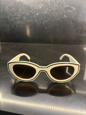 Ivory Cat Eye Sunglasses with Black Trim